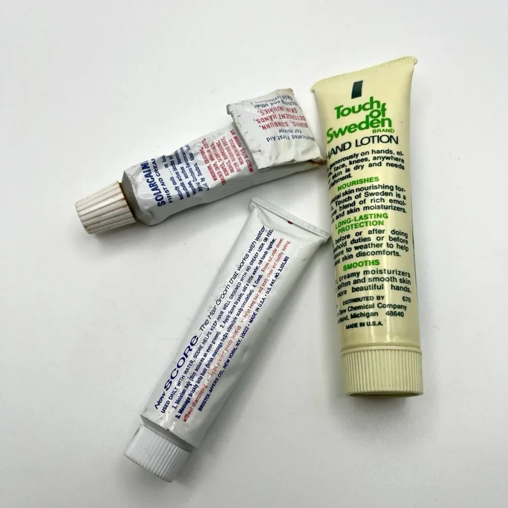 Vintage 70s Hotel Airline Travel Amenity Lot Johnson & Johnson Solarcaine Retro